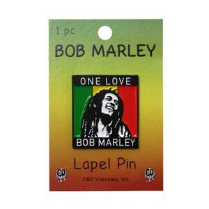Bob Marley Enamel Lapel Pin - One Love - 70s Reggae Music Band Apparel Gift NWT